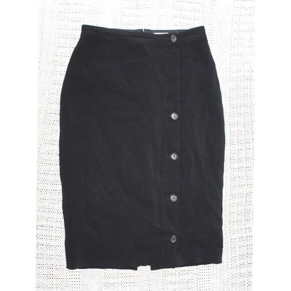 A.L.C. Pencil Midi Skirt Black Size 6 US Button side Zipper Vintage Y2K Goth - Picture 1 of 10